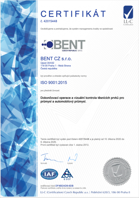 Certifikát ISO 9001:2015